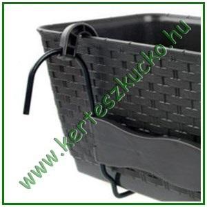 Balkonláda rattan hatású, 40 cm, tartóval. ANTRACIT DRL400PW