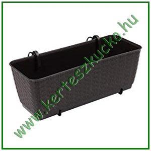 Balkonláda rattan hatású, 40 cm, tartóval. ANTRACIT DRL400PW