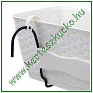 Balkonláda rattan hatású, 40 cm, tartóval, FEHÉR DRL400PW