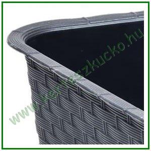 Balkonláda rattan hatású TÁLCÁVAL 40 cm ANTRACIT ISR400P