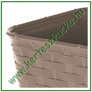 Balkonláda rattan hatású TÁLCÁVAL 40 cm MOKKA ISR400P
