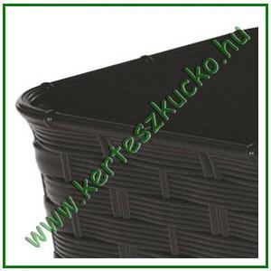 Balkonláda rattan hatású TÁLCÁVAL 50 cm SÖTÉTBARNA ISR500P