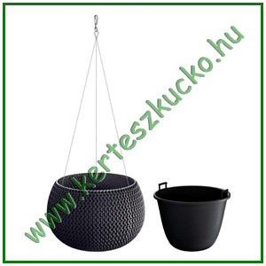 Kaspó fonott asztali vagy akasztós 37 cm ANTRACIT - PROSPERPLAST DKSP370WS