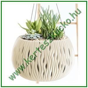 Kaspó hullámos asztali vagy akasztós 37 cm KRÉM - PROSPERPLAST DSK370WS