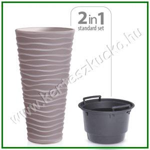 Virágváza betéttel 30 cm FEHÉR  - PROSPERPLAST DPSA300