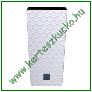Virágváza rattan hatású 200 mm FEHÉR - PROSPERPLAST DRTS200