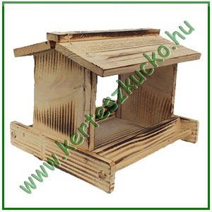 Madáretető fából, nyeregtetővel nyitott