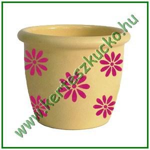 Agyag kaspó szett, pink virág (4 db/szett)