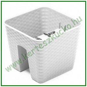 Balkonláda KORLÁTRA rattan hatású 28 cm FEHÉR - PROSPERPLAST DRLB280