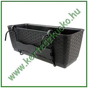 Balkonláda rattan hatású, 40 cm, tartóval. ANTRACIT DRL400PW