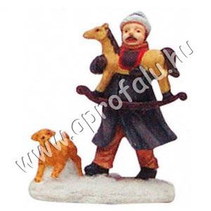 Férfi hintalóval és kutyával