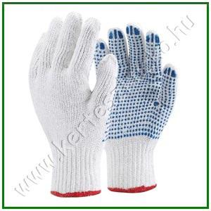 Kerti pamut kesztyű kék pvc pöttyös 10-es