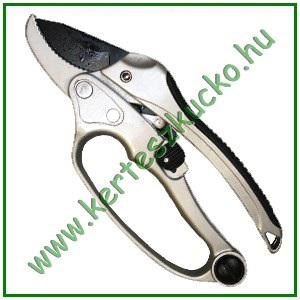 Metszőolló (áttételes, racsnis, fém nyél, 20 cm)