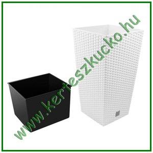 Virágváza rattan hatású 265 mm FEHÉR - PROSPERPLAST DRTS265