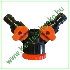 Y elágazó 3/4" és 1" csapcsatlakozó és 2 db zárható 1/2" gyorscsatlakozó