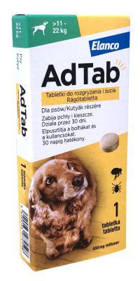 AD TAB rágótabletta kullancs és bolha ellen kutyának 11-22kg (1db) 450mg