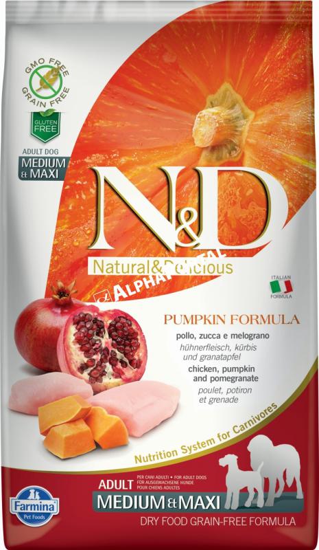 N&D Dog Grain Free csirke&gr;ánátalma sütőtökkel adult medium&maxi; 2,5kg