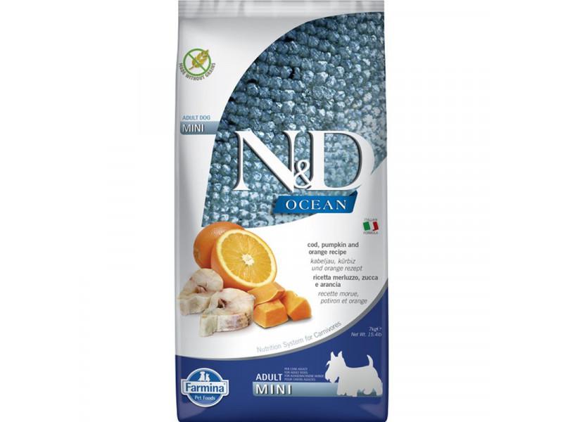 N&D Dog Ocean tőkehal&narancs; és sütőtök adult mini 7kg