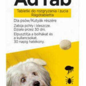 AdTab rágótabletta kullancs és bolha ellen kutyának 2,5-5,5 kg (1db) 112mg