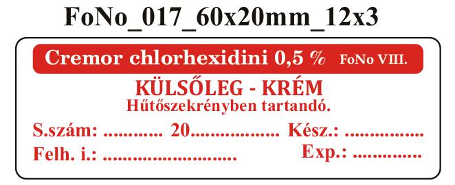 FoNo 017 Cremor chlorhexidini 0,5% 60x20mm (36db/ ív)