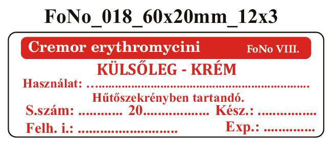 FoNo 018 Cremor erythromycini 60x20mm (36db/ ív)