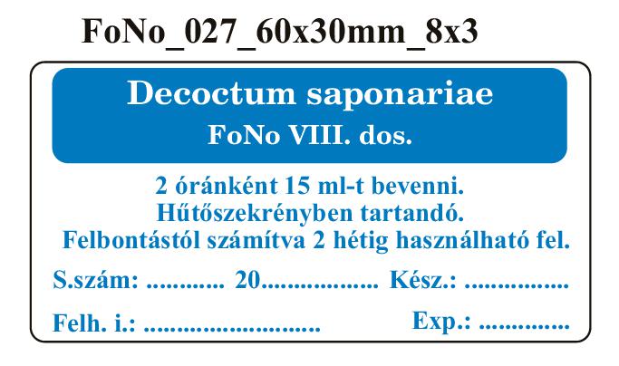 FoNo 027 Decoctum saponariae 60x30mm (24db/ ív)