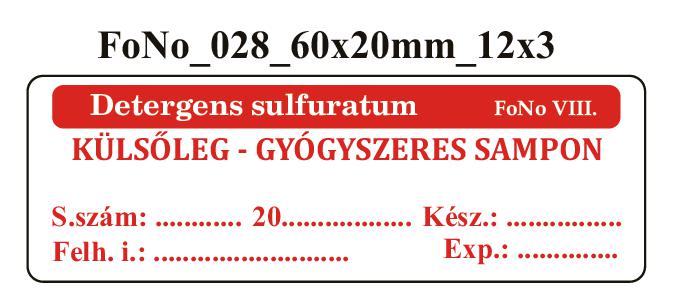 FoNo 028 Detergens sulfuratum 60x20mm (36db/ ív)