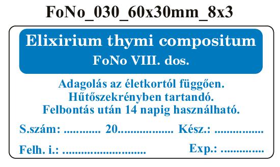 FoNo 030 Elixirium thymi compositum 60x30mm (24db/ ív)