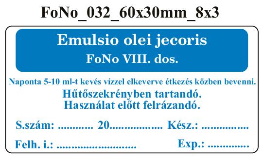 FoNo 032 Emulsio olei jecoris 60x30mm (24db/ ív)