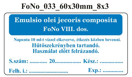 FoNo 033 Emulsio olei jecoris composita 60x30mm (24db/ ív)