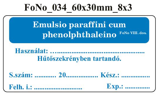 FoNo 034 Emulsio paraffini cum phenolphtaleino 60x30mm (24db/ ív)