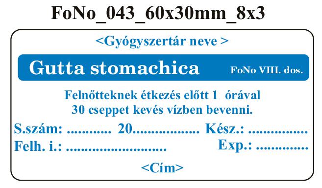 FoNo 043 Gutta stomachica 60x30mm (24db/ ív) AZONOSÍTÓVAL!