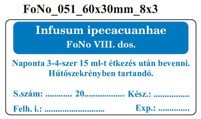 FoNo 051 Infusum ipecacuanhae 60x30mm (24db/ ív)