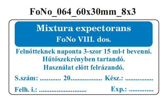 FoNo 064 Mixtura expectorans 60x30mm (24db/ ív)