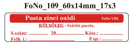 FoNo 109 Pasta zinci oxidi 60x14mm (51db/ ív)