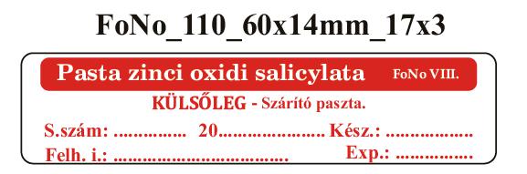 FoNo 110 Pasta zinci oxidi salicylata 60x14mm (51db/ ív)