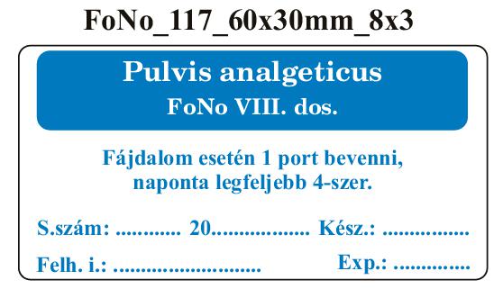 FoNo 117 Pulvis analgeticus 60x30mm (24db/ ív)