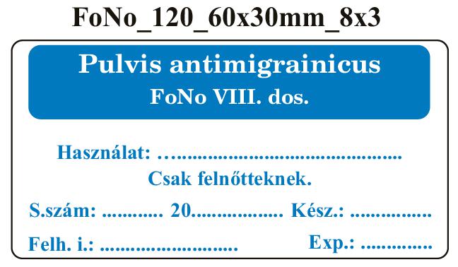 FoNo 120 Pulvis antimigrainicus 60x30mm (24db/ ív)