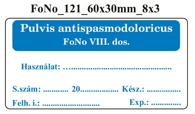 FoNo 121 Pulvis antispasmodoloricus 60x30mm (24db/ ív)