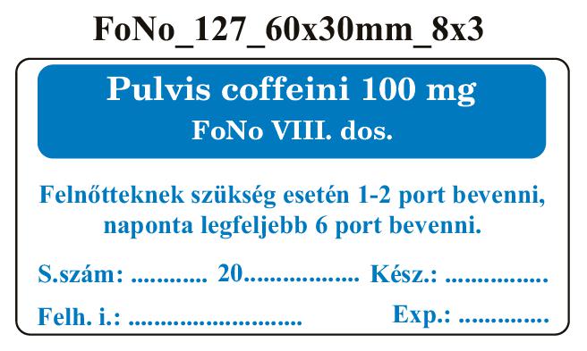 FoNo 127 Pulvis coffeini 100mg 60x30mm (24db/ ív)