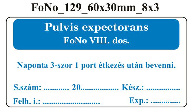 FoNo 129 Pulvis expectorans 60x30mm (24db/ ív)