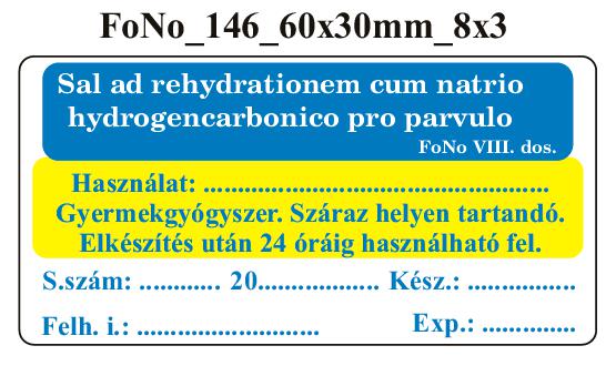 FoNo 146 Sal ad rehydrationem cum natrio hydrogencarbonico pro parvulo 60x30mm (24db/ ív)