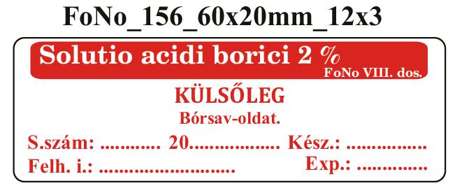 FoNo 156 Solutio acidi borici 2% 60x20mm (36db/ ív)