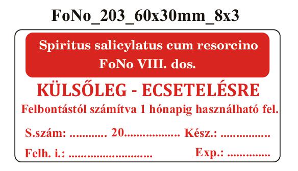 FoNo 203 Spiritus salicylatus cum resorcino 60x30mm (24db/ ív)