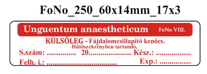 FoNo 250 Unguentum anaestheticum 60x14mm (51db/ ív)