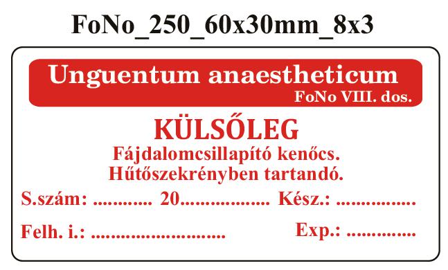 FoNo 250 Unguentum anaestheticum 60x30mm (24db/ ív)