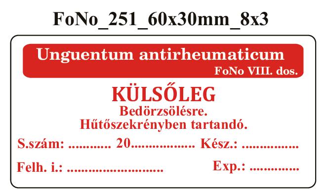FoNo 251 Unguentum antirheumaticum 60x30mm (24db/ ív)