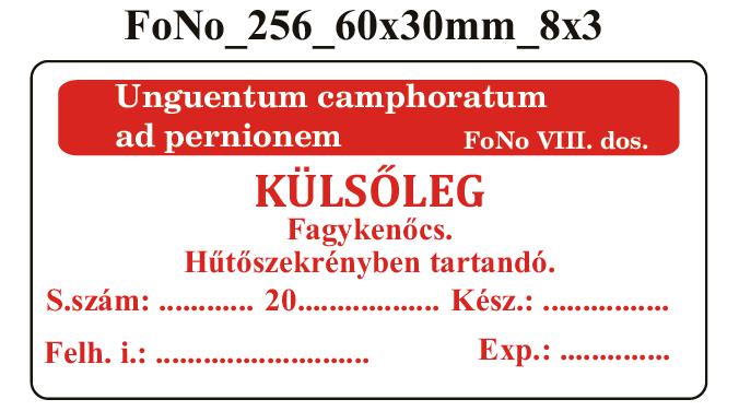 FoNo 256 Unguentum camphoratum ad pernionem 60x30mm (24db/ ív)