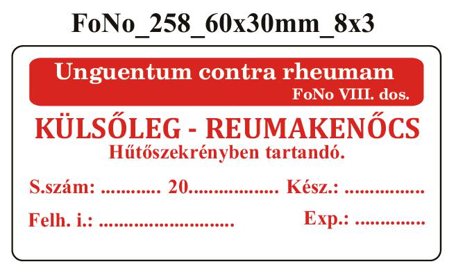 FoNo 258 Unguentum contra rheumam 60x30mm (24db/ ív)