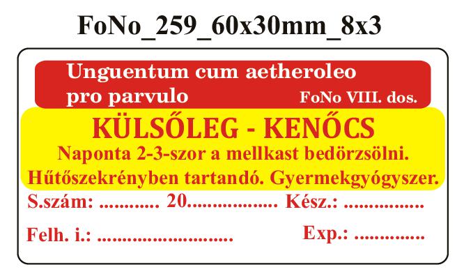 FoNo 259 Unguentum aetheroleo pro parvulo 60x30mm (24db/ ív)